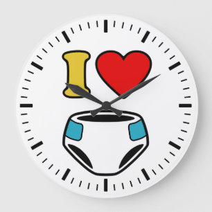 GRANDE HORLOGE RONDE J'AIME LES DIAPERS