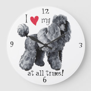 Grande Horloge Ronde J'aime mon caniche miniature