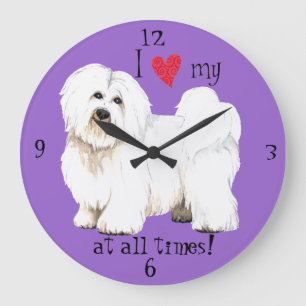 Grande Horloge Ronde J'aime mon coton de Tuléar