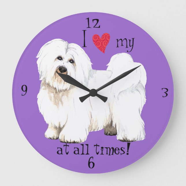 Grande Horloge Ronde J'aime mon coton de Tuléar (Recto)