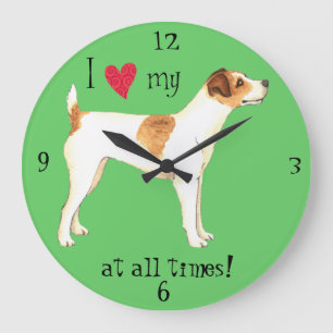 Grande Horloge Ronde J'aime mon Jack Russell Terrier
