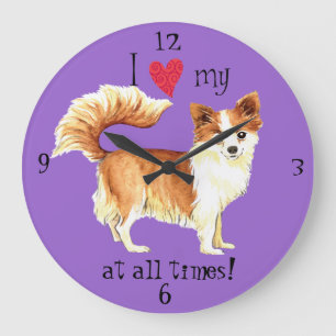 Grande Horloge Ronde J'aime mon long chiwawa de manteau