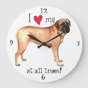 Grande Horloge Ronde J'aime mon mastiff