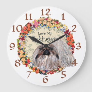 Grande Horloge Ronde J'aime mon Pékinois