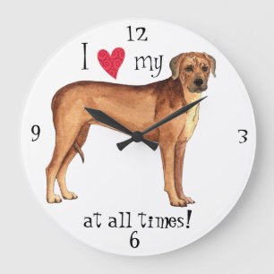Grande Horloge Ronde J'aime mon Rhodesian Ridgeback