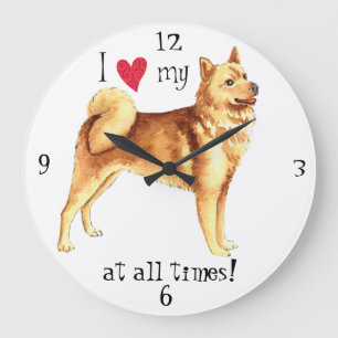 Grande Horloge Ronde J'aime mon Spitz finlandais