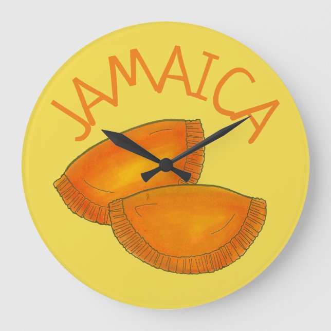 Grande Horloge Ronde Jamaïcaine Boeuf Patty Cuisine alimentaire Jaune (Recto)