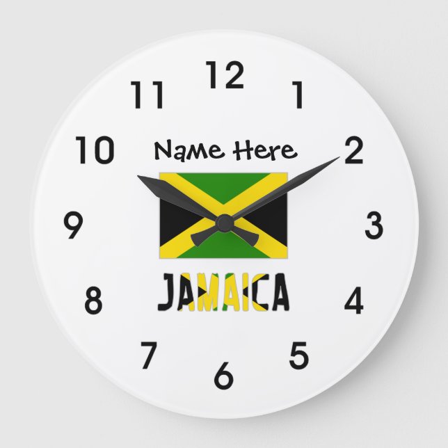 Grande Horloge Ronde Jamaïque et Jamaïque avec votre nom (Recto)