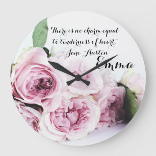 Grande Horloge Ronde Jane Austen Emma Citation De Livre Rose Floral