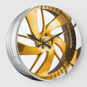 Grande Horloge Ronde Jante d'or et de chrome