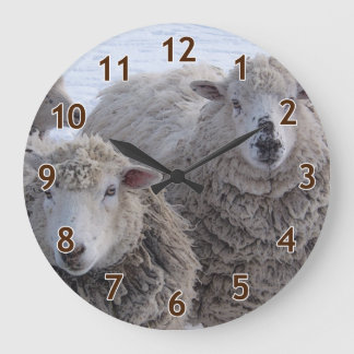 Grande Horloge Ronde Janvier Deux Moutons Visages