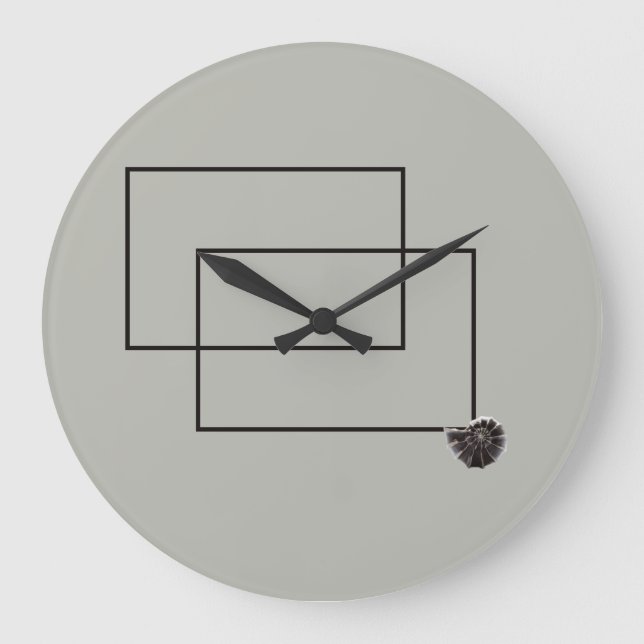 Grande Horloge Ronde Japandi mer vie côtière beige neutre monochrome (Recto)