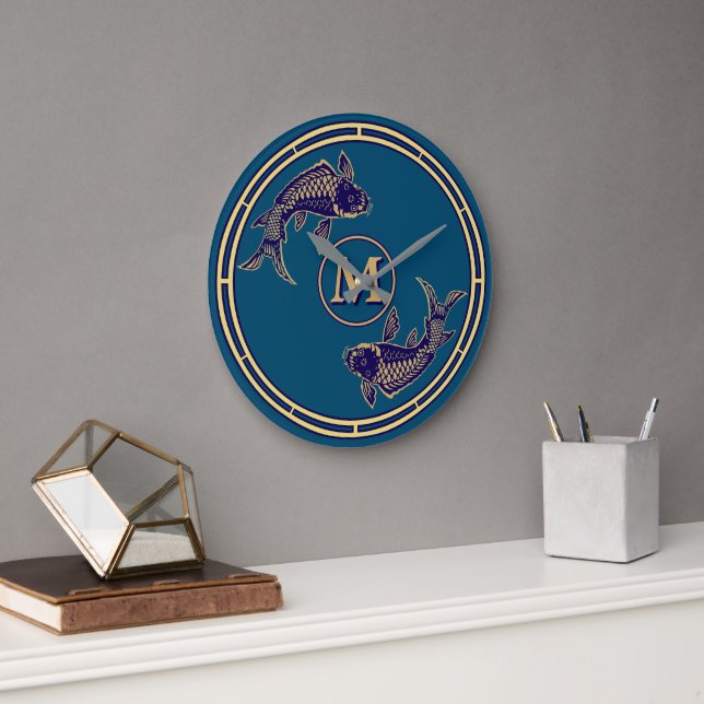 Grande Horloge Ronde Japanese Koi Fish Monogram (Bureau)