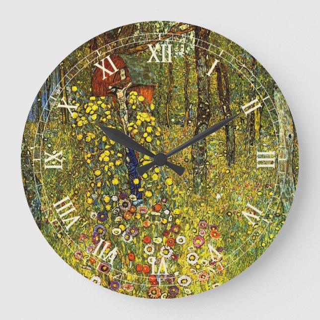 Grande Horloge Ronde Jardin agricole avec Crucifix par Gustav Klimt (Recto)