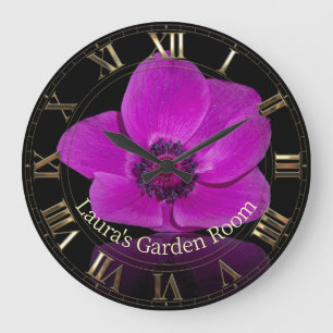 Grande Horloge Ronde Jardin cool fleuri violet