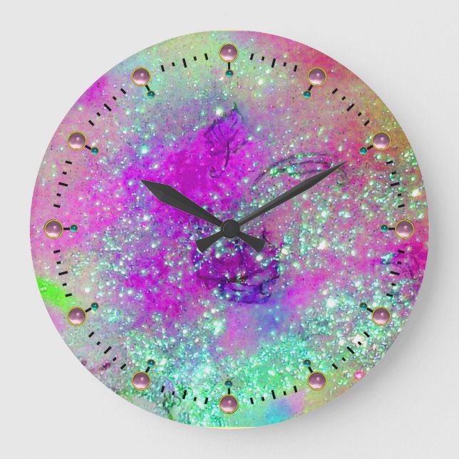 Grande Horloge Ronde JARDIN DES OMBRES PERDUES -violet violet rose (Recto)