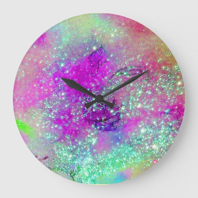 Grande Horloge Ronde JARDIN DES OMBRES PERDUES -violet violet rose (Recto)