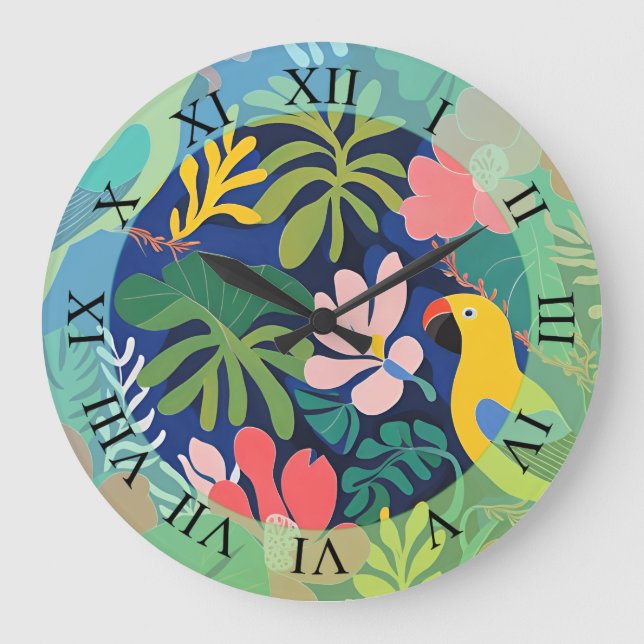 Grande Horloge Ronde Jardin tropical Expressionnisme moderne Oeuvre d'a (Recto)