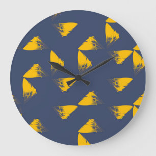 Grande Horloge Ronde Jaune, cool, unique, triangles tendance