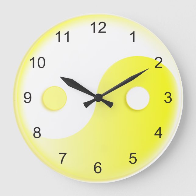 Grande Horloge Ronde Jaune Ensoleillé Yin & Yang (Recto)