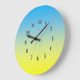 Grande Horloge Ronde Jaune et bleu bicolore