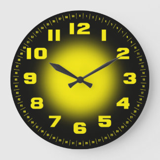 Grande Horloge Ronde Jaune néon