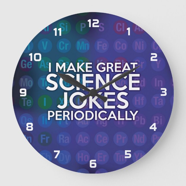 GRANDE HORLOGE RONDE JE FAIS DE GRANDS JOKES SCIENTIFIQUES PÉRIODIQUEME (Recto)