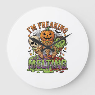 Grande Horloge Ronde Je fonds littéralement Crème Glacée Halloween Crân