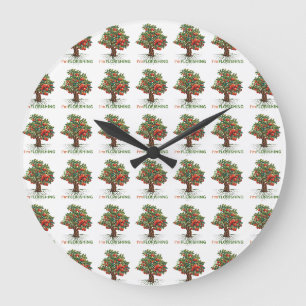 Grande Horloge Ronde Je suis florissant – Arbre Inspirationnel de Crois