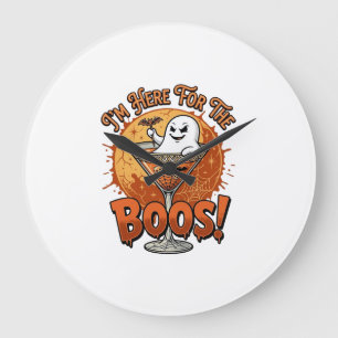 Grande Horloge Ronde Je suis ici Boos Halloween Boisson Toile d'araigné