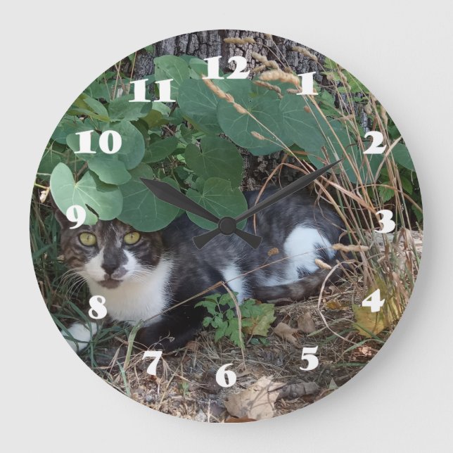 Grande Horloge Ronde Je suis le chat invisible (Recto)