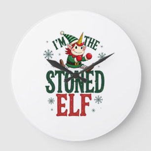 Grande Horloge Ronde Je Suis L'Elf Éméché Noël Vintage Licorne Dabant