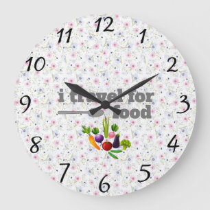 Grande Horloge Ronde je voyage pour manger l'horloge murale