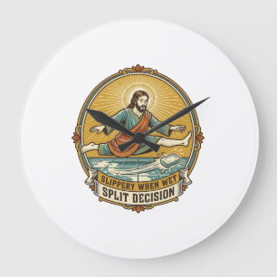 Grande Horloge Ronde Jésus a laissé tomber du savon mouillé en glissant