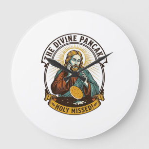 Grande Horloge Ronde Jésus a laissé tomber la crêpe parfaite en retourn