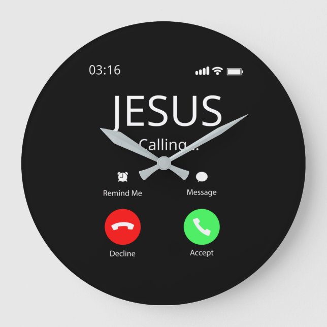 Grande Horloge Ronde Jésus Appelle - Chrétien (Recto)