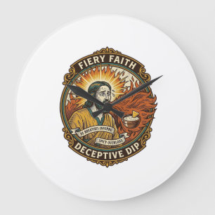 Grande Horloge Ronde Jésus Brûlant Bouche Super Épicé Party Dip Humour_