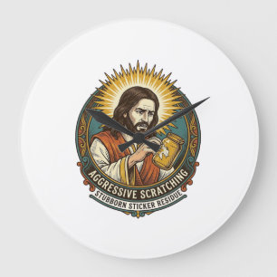 Grande Horloge Ronde Jésus Ennuyeux Pelage Autocollant Papier Résidu Ma