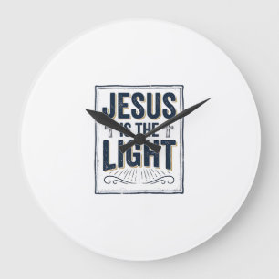 Grande Horloge Ronde Jésus Est La Lumière Chemise Chrétienne Vintage