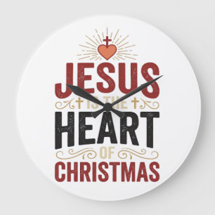 Grande Horloge Ronde Jésus est le cœur du T-shirt vintage de Noël