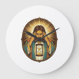 Grande Horloge Ronde Jésus impatient Chargement Sablier Internet Lent T