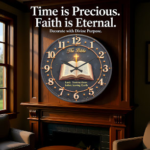 Grande Horloge Ronde Jésus La Bible Instructions