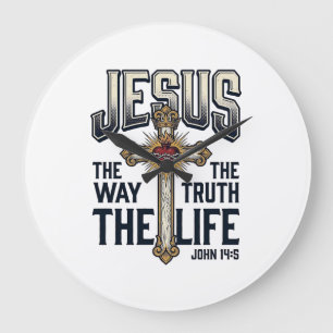 Grande Horloge Ronde Jésus Le Chemin La Vérité La Vie Chemise Chrétienn