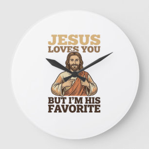 Grande Horloge Ronde Jésus Vous Aime Drôle Vintage Croyance Chemise Des