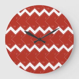 Grande Horloge Ronde Jeu de carrés rouges