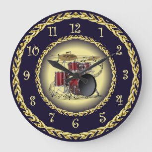 Grande Horloge Ronde Jeu de tambour 02 ~ Défilé musical ~ Or/Navy Blue