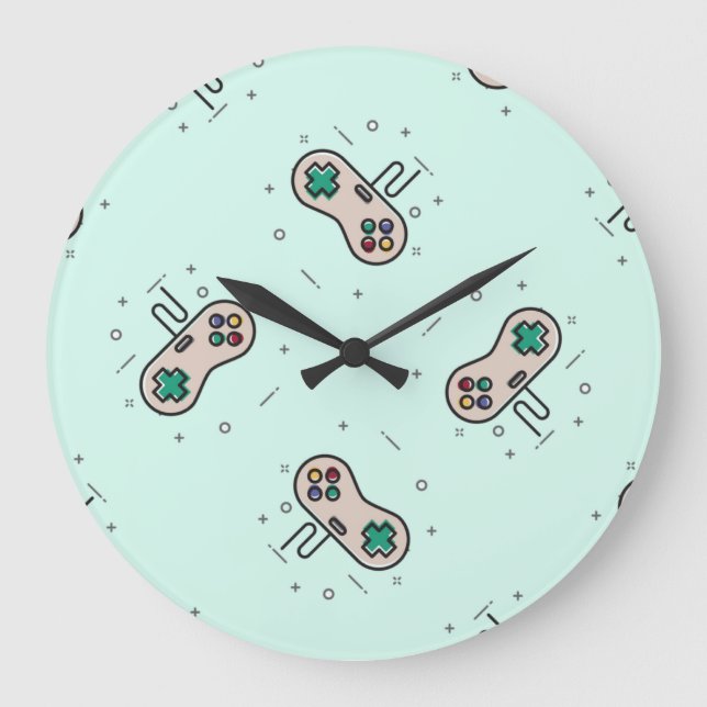 Grande Horloge Ronde Jeu gris joystick sur bleu (Recto)