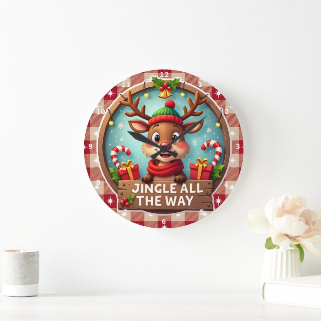Grande Horloge Ronde Jingle Tout Le Chemin Joyeux Renard Noël (Maison)