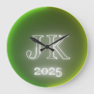 Grande Horloge Ronde JK 2025 Green Yellow Wall Clock