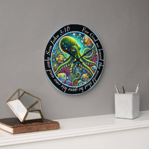 Grande Horloge Ronde John 3:16 Octopus des eaux enchantées